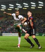 13 October 2017; Karl Sheppard of Cork City in action against Rob Cornwall of Bohemians during the SSE Airtricity League Premier Division match between Bohemians and Cork City at Dalymount Park in Dublin. Photo by Stephen McCarthy/Sportsfile