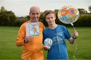 14 October 2017; Fionbarr O'Brien, from Swords, Dublin, completed his 200th parkrun alongside Stephen Dollard, from Ashbourne, Co Meath, competed his 50th parkrun, pictured at the Malahide parkrun. Vhi ambassador and Olympian David Gillick also attended the Malahide parkrun where Vhi hosted a special event to celebrate their partnership with parkrun Ireland. David was on hand to lead the warm up for parkrun participants before completing the 5km course alongside newcomers and seasoned parkrunners alike. Vhi provided walkers, joggers, runners and volunteers at Malahide parkrun with a variety of refreshments in the Vhi Relaxation Area at the finish line. A qualified physiotherapist was also available to guide participants through a post event stretching routine to ease those aching muscles.  parkruns take place over a 5km course weekly, are free to enter and are open to all ages and abilities, providing a fun and safe environment to enjoy exercise. To register for a parkrun near you visit www.parkrun.ie. New registrants should select their chosen event as their home location. You will then receive a personal barcode which acts as your free entry to any parkrun event worldwide. Photo by Cody Glenn/Sportsfile