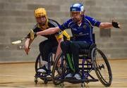 14 October 2017; Darren Dineen of Munster, right, in action against Conor Browne of Ulster, left, during the M. Donnelly GAA Wheelchair Hurling All-Ireland Finals at Knocknarea Arena, I.T Sligo in Sligo. Photo by Seb Daly/Sportsfile