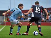 5 August 2012; James Milner, Manchester City, in action against Barry Sheedy, Limerick FC. Soccer Friendly, Limerick FC v Manchester City, Thomond Park, Limerick. Picture credit: Diarmuid Greene / SPORTSFILE