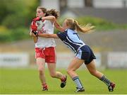 6 August 2012; Ellen McCullagh, Tyrone, in action against Aoife Nolan, Dublin. All-Ireland Ladies Football Minor A Championship Final, Dublin v Tyrone, St. Brendan’s Park, Birr, Co. Offaly. Picture credit: Pat Murphy / SPORTSFILE