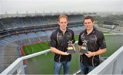 8 August 2012; Waterford hurler Kevin Moran, left, and Donegal footballer Ryan Bradley with their GAA / GPA Player of the Month Awards, sponsored by Opel, for July. Croke Park, Dublin. Picture credit: Barry Cregg / SPORTSFILE