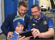 14 October 2017; Leinster player Sean O'Brien with Leinster supporters Michael and David Ryan from Hacketstown, Co Carlow in Autograph Ally, ahead of the European Rugby Champions Cup Pool 3 Round 1 match between Leinster and Montpellier at the RDS Arena in Dublin. Photo by Matt Browne/Sportsfile