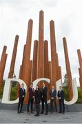 19 October 2017; Dublin Ladies footballer Leah Caffrey with, from left, Sligo footballer Cian Breheny, Waterford footballer and hurler Donal Breathnach, Mayo footballer Barry Moran, Dublin hurler Cian Boland and Down footballer Conor McGinn in attendance at a GPA DCU Business School Masters Scholarship Programme and MBA Programme announcement at DCU Business School in Glasnevin, Dublin. Photo by Matt Browne/Sportsfile