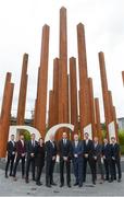 19 October 2017; GPA Chief Executive Dermot Earley, centre, Dr. Donal O'Brien from DCU Business School, fifth from left, and Deputy President of DCU Daire Keogh, fifth from right, with, from left, Sligo footballer Cian Breheny, Waterford footballer and hurler Donal Breathnach, Dublin footballer Bryan Murphy, Dublin Ladies footballer Leah Caffrey, Mayo footballer Barry Moran, Dublin hurler Cian Boland, and Down footballers Conor McGinn and Luke Howard in attendance at a GPA DCU Business School Masters Scholarship Programme and MBA Programme announcement at DCU Business School in Glasnevin, Dublin. Photo by Matt Browne/Sportsfile