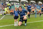 11 August 2012; Matchday mascot Faye Colton, from Firhouse, Co. Dublin, with Leinster's Shane Jennings. Pre-Season Friendly, Leinster v Gloucester, Tallaght Stadium, Tallaght, Co. Dublin. Picture credit: Matt Browne / SPORTSFILE