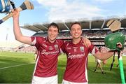 12 August 2012; Galway's David Burke, left, and Niall Burke celebrate after the game. GAA Hurling All-Ireland Senior Championship Semi-Final, Cork v Galway, Croke Park, Dublin. Picture credit: Pat Murphy / SPORTSFILE