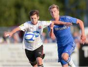 14 August 2012; Stephen McDonnell, Dundalk, in action against Patrick Banford, Chelsea XI. Friendly, Dundalk v Chelsea XI, Oriel Park, Dundalk, Co. Louth. Photo by Sportsfile