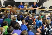 15 August 2012; Leinster players Gordon D'Arcy, left, and Leo Cullen, with the Heineken Cup trophy, during a question and answer session at the Lansdowne RFC VW Leinster Rugby Summer Camp. Lansdowne RFC, Lansdowne Road, Dublin. Picture credit: Pat Murphy / SPORTSFILE