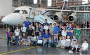 16 August 2012; Leinster players John Cooney, Dominic Ryan and Richardt Strauss in attendance at a Leinster Cub Cityjet hangar tour. Cityjet Hangar, Dublin Airport, Dublin. Picture credit: Pat Murphy / SPORTSFILE