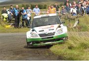 17 August 2012; Robert Barrable and Paddy Robinson, in their Skoda Fabia R2, in action during SS1 of the Ulster Rally -  Round 5 of the Irish Tarmac Rally Championship, Antrim. Picture credit: Philip Fitzpatrick / SPORTSFILE