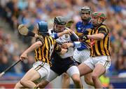 19 August 2012; Brendan Cummins, Tipperary, in action against TJ Reid and Eoin Larkin, Kilkenny. GAA Hurling All-Ireland Senior Championship Semi-Final, Tipperary v Kilkenny, Croke Park, Dublin. Picture credit: Oliver McVeigh / SPORTSFILE