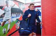 28 October 2017; Leinster's Tadhg Furlong arrives ahead of the Guinness PRO14 Round 7 match between Ulster and Leinster at the Kingspan Stadium in Belfast. Photo by Ramsey Cardy/Sportsfile