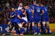 28 October 2017; Leinster and Ulster players tussle during the Guinness PRO14 Round 7 match between Ulster and Leinster at Kingspan Stadium in Belfast. Photo by David Fitzgerald/Sportsfile