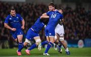 28 October 2017; Iain Henderson of Ulster is tackled by Jordi Murphy, left, and Ross Byrne of Leinster during the Guinness PRO14 Round 7 match between Ulster and Leinster at Kingspan Stadium in Belfast. Photo by David Fitzgerald/Sportsfile