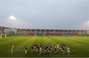 24 August 2012; Leinster players warming up at the Salford City Stadium before the game. Pre-Season Friendly, Sale Sharks v Leinster, Salford City Stadium, Manchester, England. Picture credit: Matt Impey / SPORTSFILE