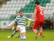 24 August 2012; Chris Turner, Shamrock Rovers, in action against Kevin Murray, Cork City. 2012 FAI Ford Cup, Third Round, Shamrock Rovers v Cork City, Tallaght Stadium, Tallaght, Co. Dublin. Picture credit: Pat Murphy / SPORTSFILE