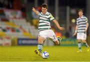 24 August 2012; Thomas Stewart, Shamrock Rovers, shoots to score his, and his side's, second goal of the game. 2012 FAI Ford Cup, Third Round, Shamrock Rovers v Cork City, Tallaght Stadium, Tallaght, Co. Dublin. Picture credit: Pat Murphy / SPORTSFILE