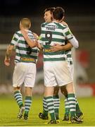 24 August 2012; Thomas Stewart, Shamrock Rovers, celebrates with team-mate Gary Twigg, 9, after scoring his, and his side's, second goal of the game. 2012 FAI Ford Cup, Third Round, Shamrock Rovers v Cork City, Tallaght Stadium, Tallaght, Co. Dublin. Picture credit: Pat Murphy / SPORTSFILE