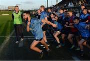 29 October 2017; Simonstown Gaels manager Colm O'Rourke looks on as his players race onto the pitch after the Meath County Senior Football Championship Final match between Simonstown Gaels and Summerhill at Páirc Tailteann, Navan in Co Meath. Photo by Piaras Ó Mídheach/Sportsfile