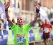 29 October 2017; Adrian Kelly celebrates finishing the SSE Airtricity Dublin Marathon 2017 in Dublin City. 20,000 runners took to the Fitzwilliam Square start line to participate in the 38th running of the SSE Airtricity Dublin Marathon, making it the fifth largest marathon in Europe. Photo by Cody Glenn/Sportsfile