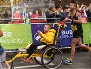 29 October 2017; Mark Lacey, right, and James Casserly, both from Lucan, finishing the SSE Airtricity Dublin Marathon 2017 in Dublin City. 20,000 runners took to the Fitzwilliam Square start line to participate in the 38th running of the SSE Airtricity Dublin Marathon, making it the fifth largest marathon in Europe. Photo by Cody Glenn/Sportsfile