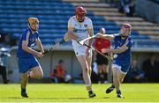 25 August 2012; Ronan Gillan, Antrim, in action against Niall Arthur, left, and David O'Halloran, Clare. Bord Gáis Energy GAA Hurling Under-21 All-Ireland Championship Semi-Final, Clare v Antrim, Semple Stadium, Thurles, Co. Tipperary. Picture credit: Diarmuid Greene / SPORTSFILE