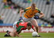 26 August 2012; Diarmuid O'Connor, Mayo, in action against Brian Power, Meath. Electric Ireland GAA Football All-Ireland Minor Championship Semi-Final, Meath v Mayo, Croke Park, Dublin. Picture credit: Dáire Brennan / SPORTSFILE