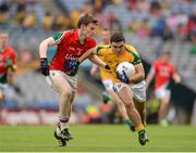 26 August 2012; Jason Daly, Meath, in action against Seán Moran, Mayo. Electric Ireland GAA Football All-Ireland Minor Championship Semi-Final, Meath v Mayo, Croke Park, Dublin. Picture credit: Dáire Brennan / SPORTSFILE