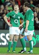 23 June 2012; Brian O'Driscoll, left, and Declan Fitzpatrick, Ireland, after the game. Steinlager Series 2012, 3rd Test, New Zealand v Ireland, Waikato Stadium, Hamilton, New Zealand. Picture credit: Ross Setford / SPORTSFILE