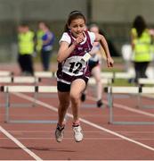 26 August 2012; Chellene Trill, from Claregalway and Lackagh, Co. Galway, competing in the Girl's U-10 60m Hurdles Final. Community Games National Finals Weekend, Athlone, Co. Westmeath. Picture credit: David Maher / SPORTSFILE
