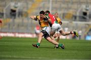 26 August 2012; Fiachra Ward, Meath, in action against Seán Moran, Mayo. Electric Ireland GAA Football All-Ireland Minor Championship Semi-Final, Meath v Mayo, Croke Park, Dublin. Picture credit: Tomas Greally / SPORTSFILE