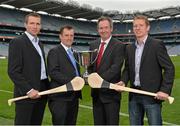 28 August 2012; The 40th Annual One Direct Kilmacud Crokes All-Ireland Senior Hurling Sevens Competition was launched today in Croke Park. In attendance at the launch are, from left, former Kilkenny hurler Eddie Brennan, Kilmacud Crokes Hurling Chairman Peter Walsh, One Direct Managing Director David Egan and former Galway hurler Ollie Canning. Croke Park, Dublin. Picture credit: Barry Cregg / SPORTSFILE