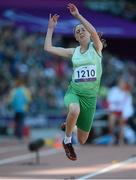 31 August 2012; Ireland's Heather Jameson, from Garristown, Dublin, competes in the long jump - T37 final. Jameson jumped a new personal best while finishing 7th in the event overall London 2012 Paralympic Games, Athletics, Olympic Stadium, Olympic Park, Stratford, London, England. Picture credit: Brian Lawless / SPORTSFILE