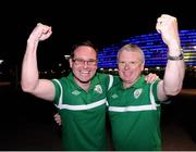 7 September 2012; Republic of Ireland supporters Alan and John Finbarr Coakley, from Turners Cross, Cork, before the game. 2014 FIFA World Cup Qualifier, Group C, Kazakhstan v Republic of Ireland, Astana Arena, Astana, Kazakhstan. Picture credit: David Maher / SPORTSFILE