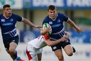 7 September 2012; Tom Farrell , Leinster, is tackled by Stuart Olding, Ulster. Under 20 Interprovincial, Ulster v Leinster, Ravenhill Park, Belfast, Co. Antrim. Picture credit: Oliver McVeigh / SPORTSFILE