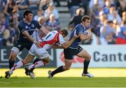 8 September 2012; Brendan Macken, Leinster, is tackled by Tom Prydie, Newport Gwent Dragons. Celtic League, Round 2, Leinster v Newport Gwent Dragons, RDS, Ballsbridge, Dublin. Picture credit: Matt Browne / SPORTSFILE