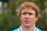 10 September 2012; Leinster's Eoin Reddan speaking during a media briefing before squad training ahead of their Celtic League, Round 3, game against Benetton Treviso on Saturday. Leinster Rugby Squad Training and Media Briefing, Thornfields, UCD, Belfield, Dublin. Picture credit: Brendan Moran / SPORTSFILE