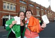 11 September 2012; Republic of Ireland supporters Jemma Harrison, left, and Ide Moore, both from Killarney, Co. Kerry, before the game. International Friendly, Republic of Ireland v Oman, Craven Cottage, Fulham, London, England. Picture credit: David Maher / SPORTSFILE