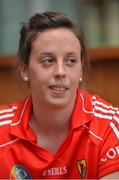 5 September 2012; Cork's Orla Cotter speaking to the media during a press night ahead of their All-Ireland Senior Camogie Championship Final, in association with RTÉ Sport, against Wexford on Sunday the 16th of September. Rochestown Park Hotel, Cork. Picture credit: Barry Cregg / SPORTSFILE