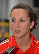 5 September 2012; Cork's Jennifer O'Leary speaking to the media during a press night ahead of their All-Ireland Senior Camogie Championship Final, in association with RTÉ Sport, against Wexford on Sunday the 16th of September. Rochestown Park Hotel, Cork. Picture credit: Barry Cregg / SPORTSFILE