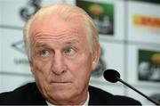 12 September 2012; Republic of Ireland manager Giovanni Trapattoni during a press conference following last night's international friendly against Oman. Republic of Ireland Press Conference, Craven Cottage, Fulham, London, England. Picture credit: David Maher / SPORTSFILE