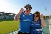 15 September 2012; Leinster supporters Stephen and Nicky Dunne, from Clondalkin, Dublin, ahead of the game. Celtic League 2012/13, Round 3, Benetton Treviso v Leinster, Stadio Mongio, Treviso, Italy. Picture credit: Stephen McCarthy / SPORTSFILE