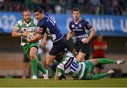15 September 2012; Jonathan Sexton, Leinster, is tackled by Alberto Di Bernardo, Benetton Treviso. Celtic League 2012/13, Round 3, Benetton Treviso v Leinster, Stadio Mongio, Treviso, Italy. Picture credit: Stephen McCarthy / SPORTSFILE