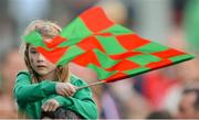 14 September 2012; A Mayo supporter waves a flag during an open supporters night ahead of their side's GAA Football All-Ireland Senior Championship Final game against Donegal on Sunday 23rd September. Mayo Open Training Night, Elverys MacHale Park, Castlebar, Co. Mayo. Picture credit: Pat Murphy / SPORTSFILE