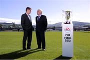 18 September 2012; Shamrock Rovers Director of football Brian Laws, left, and Drogheda United manager Mick Cooke in attendance at the EA SPORTS Cup Final 2012 media day. Tallaght Stadium, Tallaght, Dublin. Picture credit: David Maher / SPORTSFILE