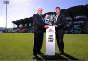 18 September 2012; Shamrock Rovers Director of football Brian Laws, right, and Drogheda United manager Mick Cooke in attendance at the EA SPORTS Cup Final 2012 media day. Tallaght Stadium, Tallaght, Dublin. Picture credit: David Maher / SPORTSFILE