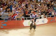 31 August 2012; Mark Lee Colbourne, Great Britain, celebrates winning the men's individual C1 pursuit, in a world record time of 3:53.881. London 2012 Paralympic Games, Cycling, Velodrome, Olympic Park, Stratford, London, England. Picture credit: Brian Lawless / SPORTSFILE