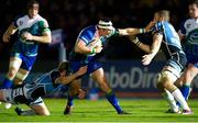 21 September 2012; Robbie Henshaw, Connacht, is tackled by Scott Wight and John Barclay, right, Glasgow Warriors. Celtic League 2012/13, Round 4, Glasgow Warriors v Connacht, Scotstoun Stadium, Glasgow, Scotland. Picture credit: Craig Watson / SPORTSFILE