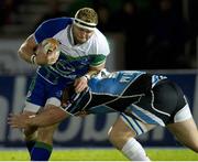 21 September 2012; Brett Wilkinson, Connacht, is tackled by Moray Low, Glasgow Warriors. Celtic League 2012/13, Round 4, Glasgow Warriors v Connacht, Scotstoun Stadium, Glasgow, Scotland. Picture credit: Craig Watson / SPORTSFILE